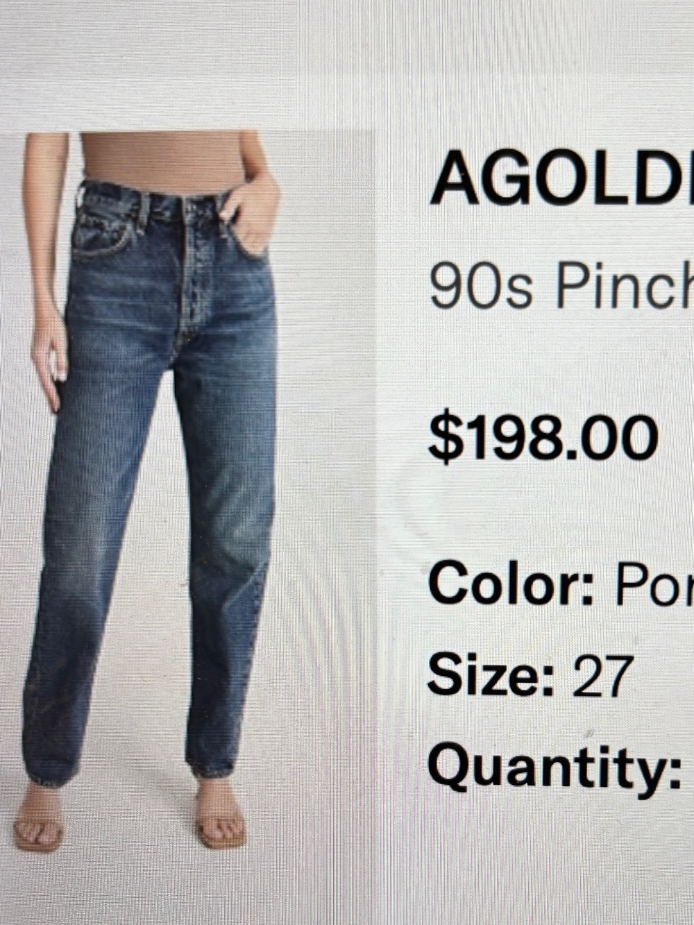 Agolde 90s Pinch Waist Jeans - Ponderosa Blue, 100% cotton, no stretch